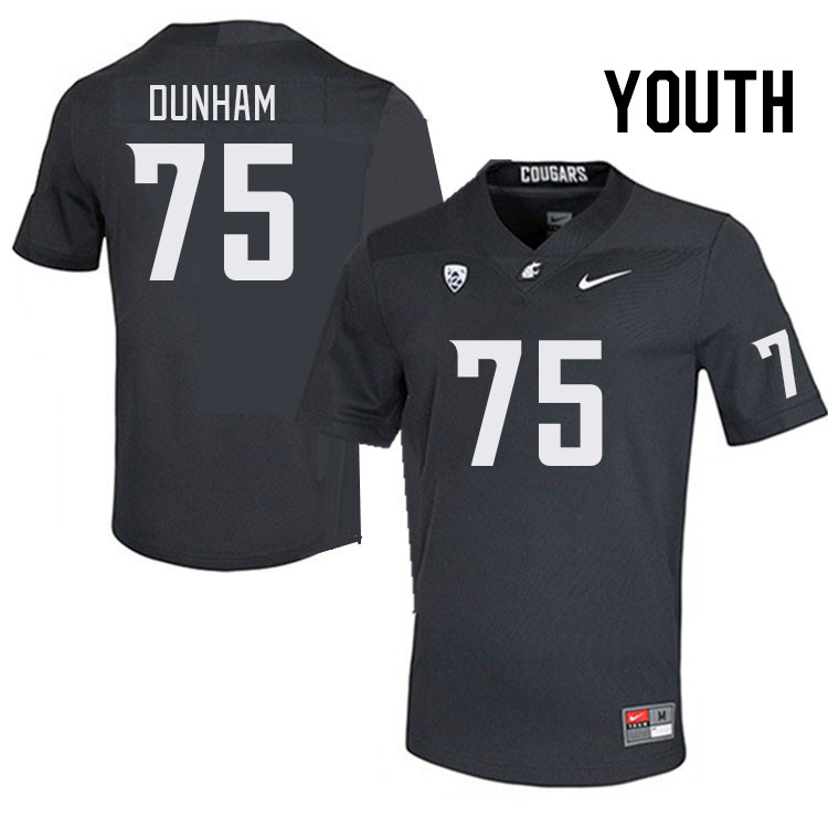 Youth #75 Noah Dunham Washington State Cougars College Football Jerseys Stitched Sale-Charcoal
